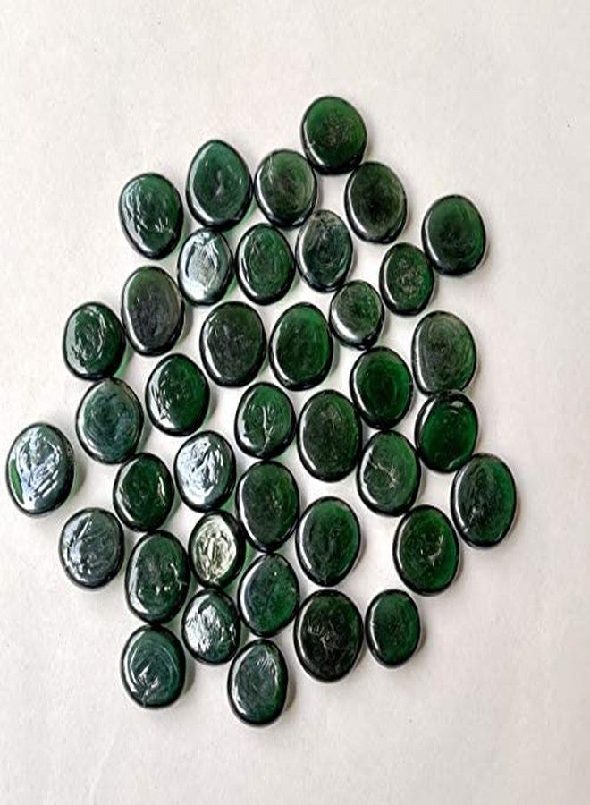 Parakh Sea Green Shaded Flat Round Marbles Pebbles for Vase Fillers, Glass Gems Stone, Table Scatter, Landscaping, Aquarium Fish Tank, Party Decoration, Crystal Rocks 300gm (40 Pieces) - Image 2